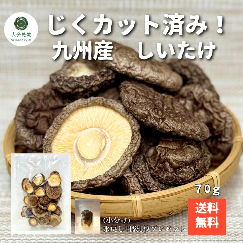 しいたけ問屋メーカー直販価格 産地直送 干し椎茸 九州産 菌床 じくカット済み 70g チャック袋 しいたけ 椎茸 干ししいたけ 送料無料 無農薬 戻し袋付 大...