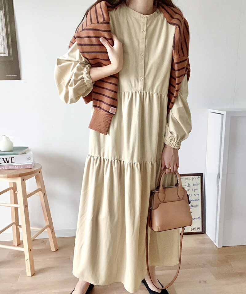 Pleats - ワンピース レディース きれいめ 春 長袖 ロング丈 夏 ロングワンピース マキシ丈ワンピース プリーツ 体型カバー 着痩せ 無地 フレア ボリュームスリーブ カジュアル ゆったり ビッグシルエット レイヤード 大きいサイズ 大人 上品 秋 冬 送料無料 30代 40代 50代