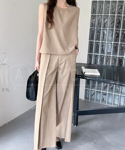 セットアップ レディース きれいめ 春 夏 カジュアル セレモニー 大きいサイズ ブラウス ワイドパンツ 2点セット 上下セット パンツ シンプル ウエストゴム ゆったり OL 無地 ゆったり 可愛い 体型カバー 通学 通勤 普段着 着痩せ 大人 上品 30代 40代 50代