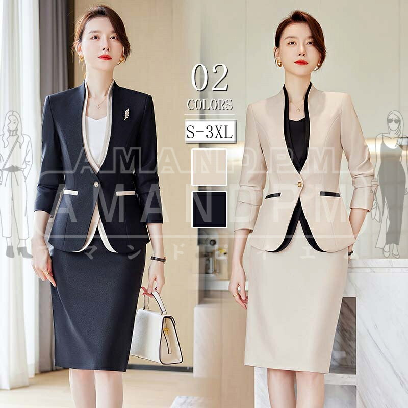 セットアップ レディース カジュアル きれいめ 春 秋 セレモニー 卒業式 スーツ スーツレディース スカート フォーマルスーツ 2点セット 長袖ジャケット タイトスカート 出勤服 スリム 膝丈 無地 おおきいサイズ エレガント 薄い 着痩せ OL 面接 ビジネススーツ 春秋