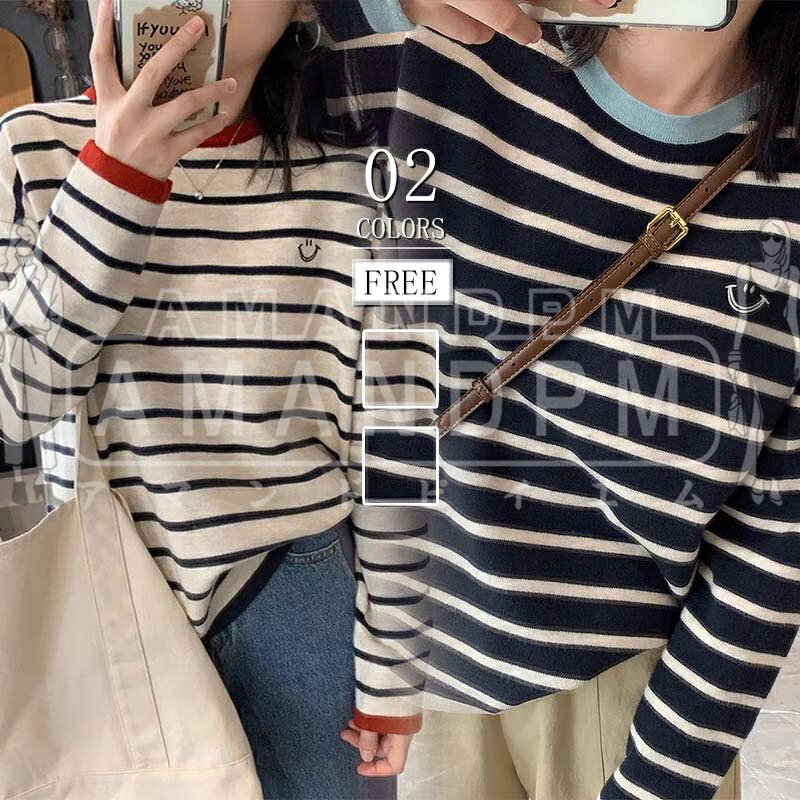 ニット レディース 春 秋 セーター トップス 長袖 インナー きれいめ カジュアル プルオーバー ゆったり ボーダー 着痩せ 無地 大きいサイズ 首元 通勤 インナー 大人 フェミニン 着回し お出かけ お出かけ お洒落 可愛い 上品 韓国 30代 40代 50代