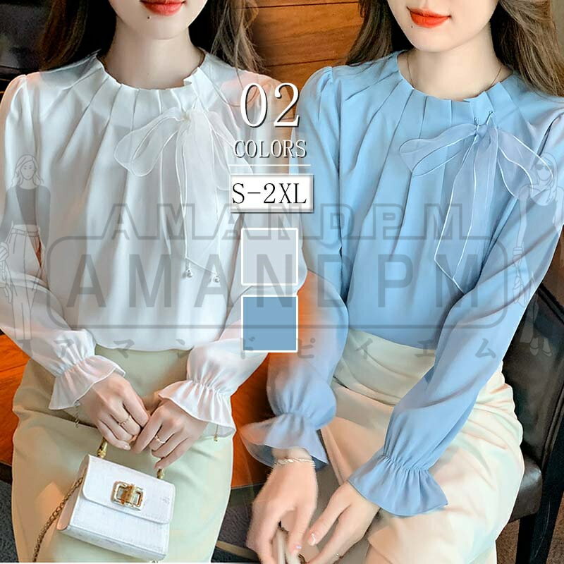 ブラウスレディースきれいめ長袖フォ...