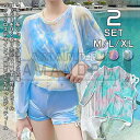「楽天スーパーSALE」 海セットアップ 水着 長袖 レディース タンキニ 体型カバー シアートップス 女性水着 3点セット紫外線対策 ショートパンツ タンキニ...