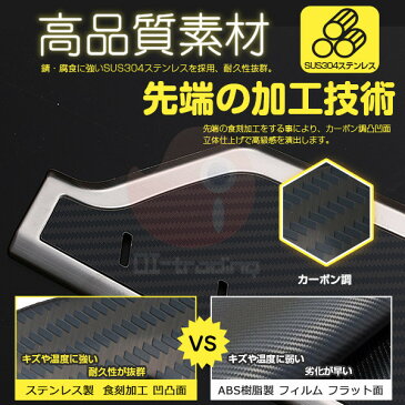【SALE】ハイエース 200系 1~6型 サイドスカッフプレート ガーニッシュ サイドスカートトリム キッキングプレート ステンレス カーボン調 ドレスアップ カスタムパーツ アクセサリー 食刻加工 指紋付着防止 内装 保護2PCS 3906 HIACE特集
