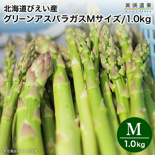 美瑛 アスパラガス びえい産 ｜北海道 美瑛産 露地グリーン アスパラ ＜ Mサイズ/1kg(500g×2)＞【5月中..