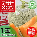 【送料無料】北海道アサヒメロン（赤肉）【1玉】約1.6kg以上 ｜北海道 メロン お中元 暑中見舞い ...