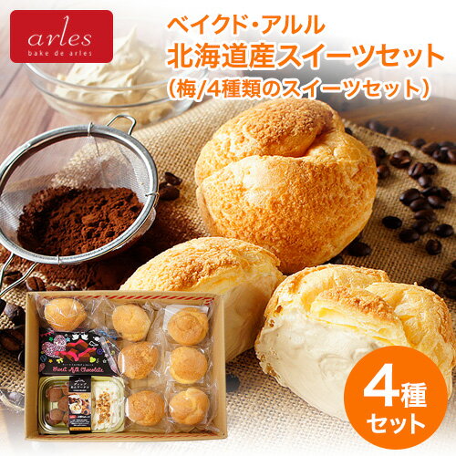 【6/25 0:00～23:59限定で エントリーで最大100%ポイントバックのチャンス！】北海道グルメ｜ベイクド・アルル 北海道産スイーツセット ＜梅/4種のスイーツセット＞シュー2種/ドーナツ/生チョコ｜北海道 スイーツ お取り寄せ（冷凍宅配便でお届け！）のサムネイル