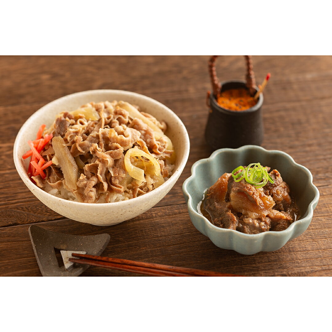 寺田　国産牛 牛丼の素とすじ煮込み たまねぎ ごぼう 牛蒡 牛すじ 牛丼 煮込み 弾力感 監修 ギフト グルメ お取り寄せ 1