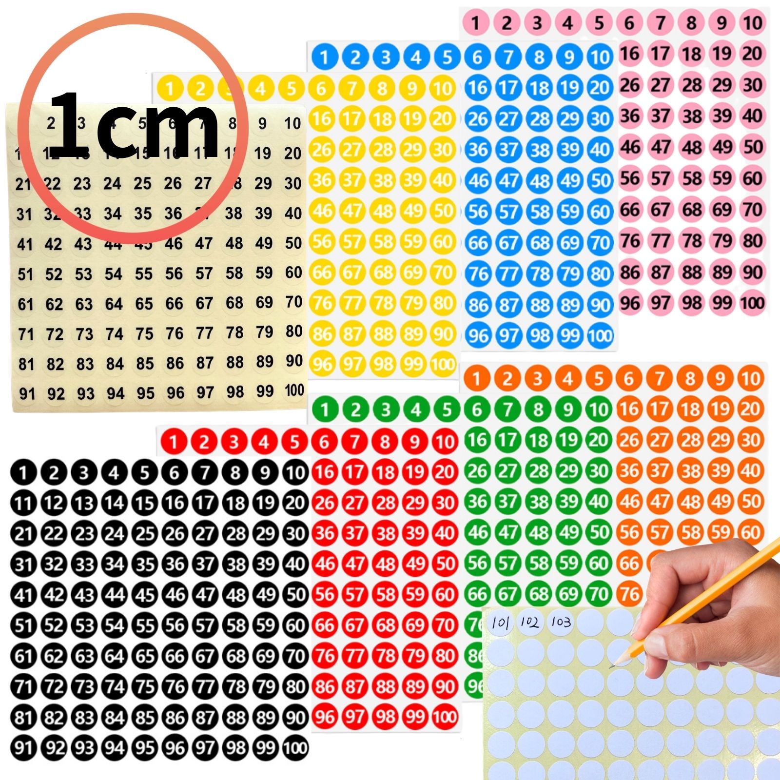 Oiwells 番号シール 数字 ナンバー 丸シール 防水 白文字...
