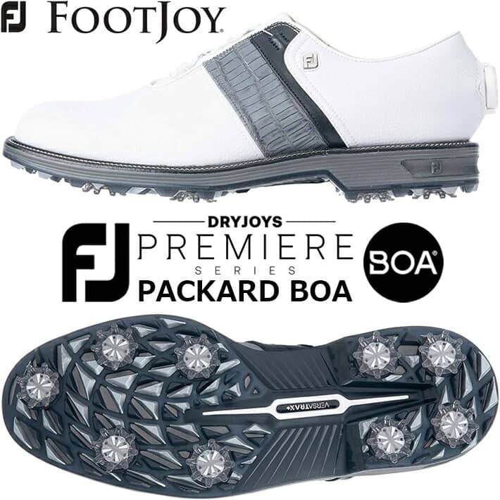 【フットジョイ】 FJ DRYJOYS PREMIERE Packard BOA MEN 039 S GOLF SHOES ドライジョイズ プレミア パッカード ボア メンズ ゴルフシューズ ホワイト/グレー/ブラック(53944W) 7サイズ：ウィズ W/3E 【FOOTJOY】【日本正規品】【2021年モデル】