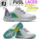 FOOTJOY FJ FUEL FLASH LACED WOMEN 039 S GOLF SHOES フットジョイ フューエル フラッシュ レースアップ(ひも靴) レディース ゴルフシューズ ホワイト/グリーン(90684) ウィズ/W(3E相当) サイズ(22.5cm～25cm) 防水/スパイクレスシューズ 日本正規品 2024春夏モデル