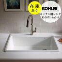 在庫あり 正規輸入品 KOHLER社製 ホーロー キッチンシンク 流し リバーバイ Lサイズ 1槽シンク K-5871-1A2-0 (W838×D559×H244)
