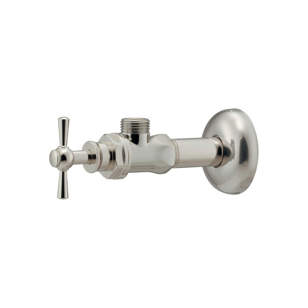 アングル形止水栓 壁給水用 （ニッケル／レトロシルバー仕上げ） 横型 給水栓 洗面所 トイレ 手洗い 壁用止水栓 705-651-N