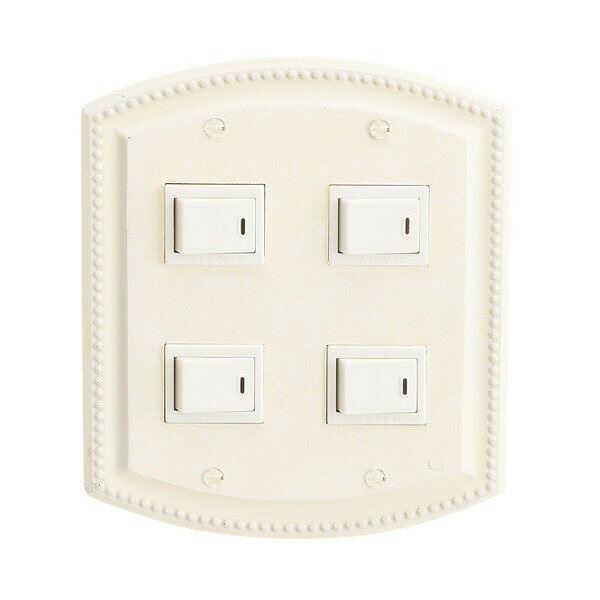 真鍮製 スイッチカバー パナソニック フルカラー対応 コンセントプレート(4口) 古白色(ミル打ち風)790105