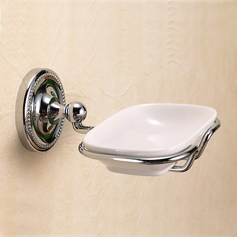 640735 おしゃれな真鍮製石鹸置き・ソープディッシュ(ヴィクトリアン・クロム)|アンティーク調シルバー色