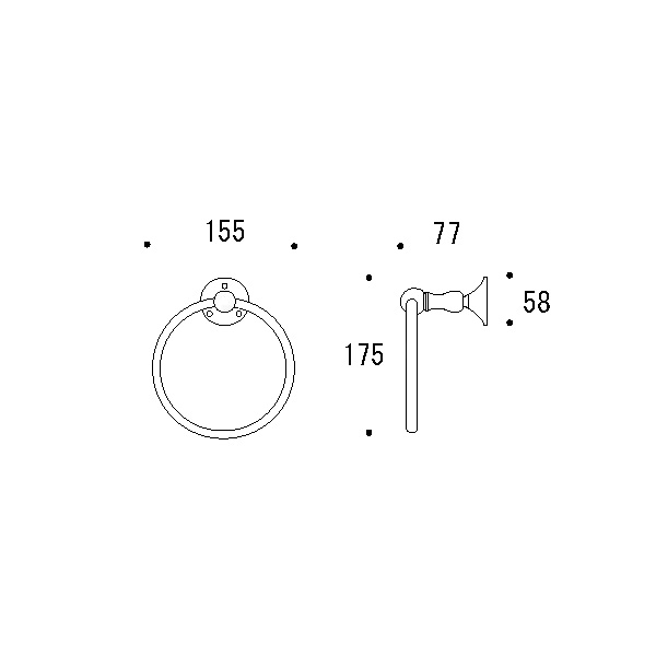 640810 おしゃれな真鍮製タオル掛け・タオルリング（ソリッドブラス）｜ゴールド色ハンドタオル掛け