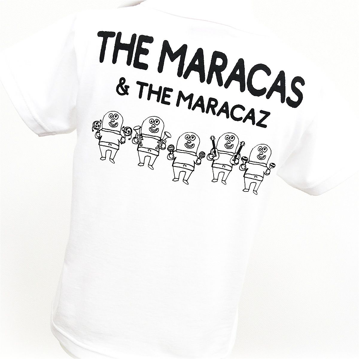 OJICO（オジコ） 半袖Tシャツ 「MARACAS」 （マラカス） 10Aサイズ（135-145cm）楽器 音楽 ギター マイク 太鼓 ラッパ 親子 お揃い 綿 日本製 Tシャツ ホワイト ベビー キッズ レディース メンズ プレゼント