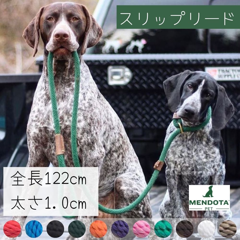  犬用 スリップリード 防水 チョークカラー ロープ (全長122cm/太さ1cm) Mendota メンドータ 小型犬 中型犬 大型犬 