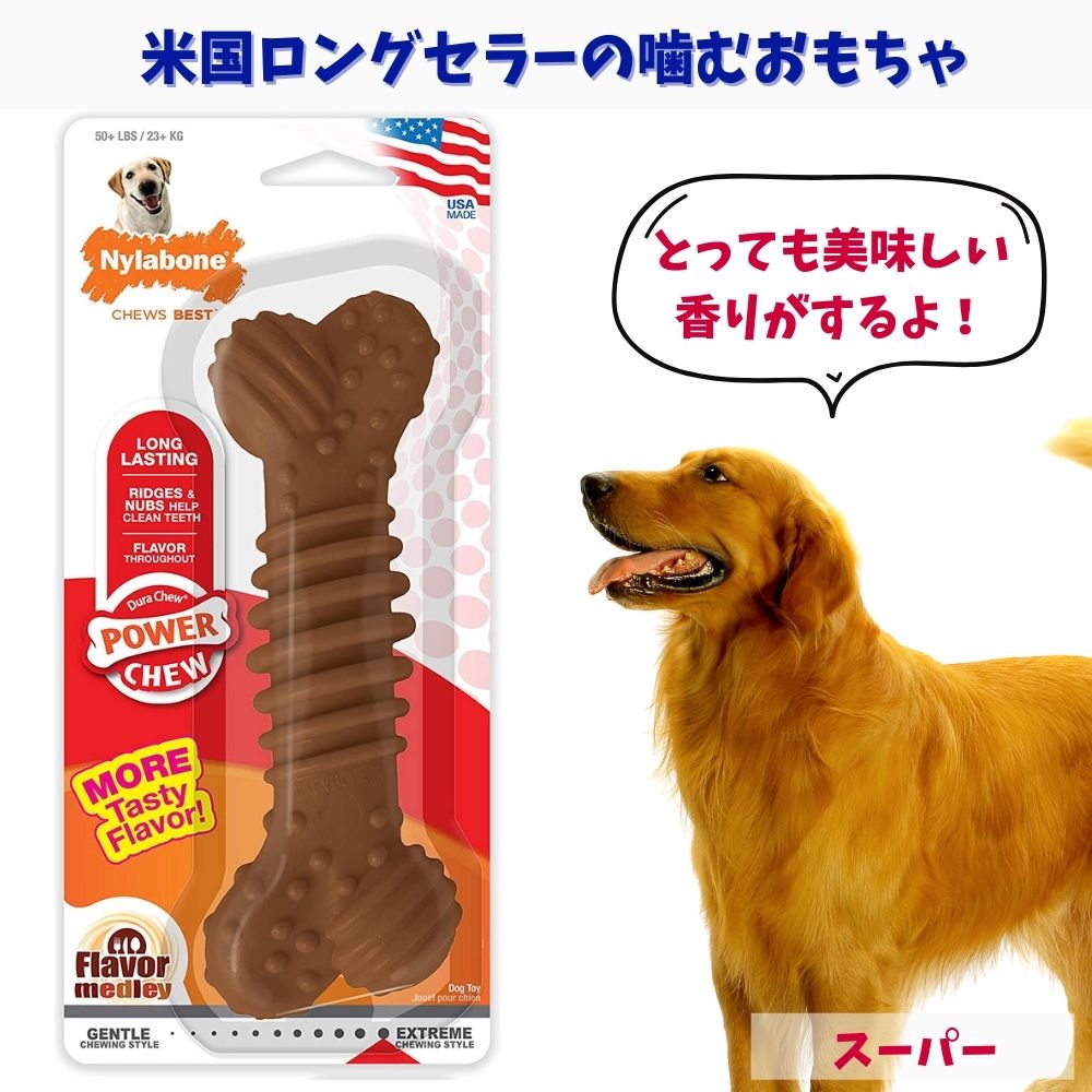 Nylabone ナイラボーン 犬用 噛むおもちゃ 骨型 ボーン  メドレー 不安 ストレス 解消 チキンフレーバー スーパー NCF305P