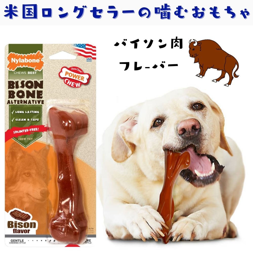 Nylabone ナイラボーン 犬用 噛むおもちゃ 骨型 ボーン  メドレー 不安 ストレス 解消 (フレーバー:バイソン) (型番NBF103P)