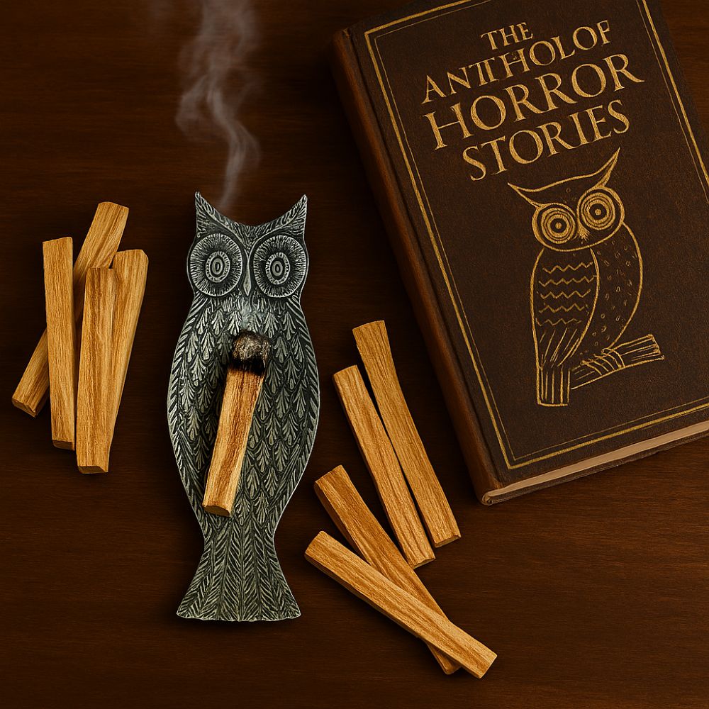 フクロウ香炉とパロサント50g パロサントホルダー 受け皿 ホワイトセージ 香炉 スティック香 コーン香 パラサント スティック