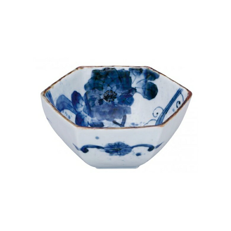 Arita Ware - 染付流水菊　六角小鉢