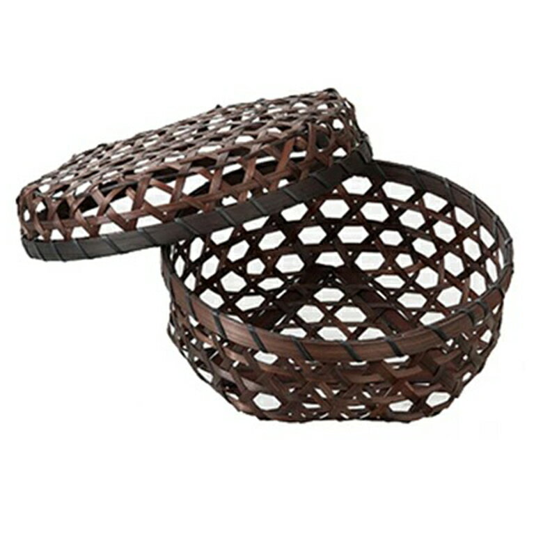 茶染ざる蓋付き　丸小 ＜和食器 / 竹 / カゴ / 籠＞