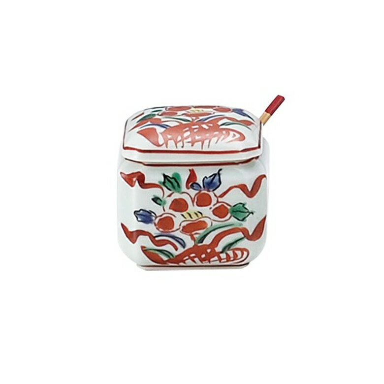 角型萬歴　竹サジ付薬味入