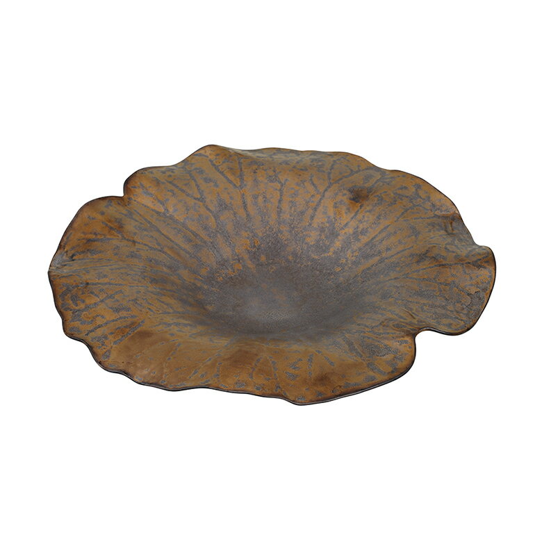 マンガン金結晶釉　ロータスプラート