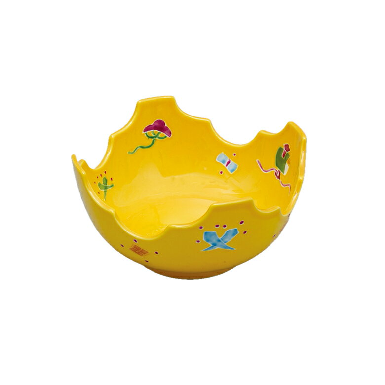 黄交趾宝尽　四方切小向付