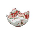 クリーム釉万歴花絵 四方切小向付