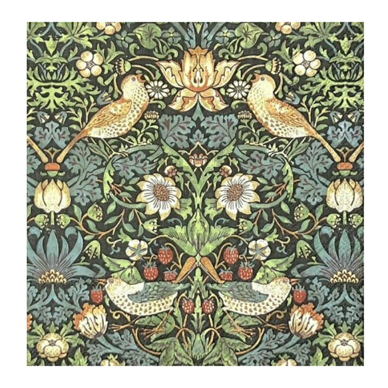 ウィリアム・モリス ペーパーナプキン STRAWBERRY THIEF black 5枚入り ＜イチゴ泥棒＞