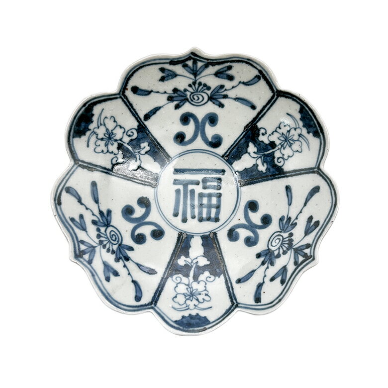 古染付草花紋 輪花皿 <和食器 / 端午の節句 / 五月人形 / 子供の日 / 珍味入>