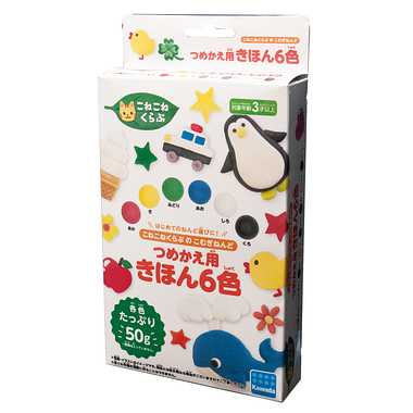 3才〜★知育 ねんど 自由な発想 創造力 色彩感覚【NKC-03 こねこねくらぶ つめかえ用　きほん6色】カワダ