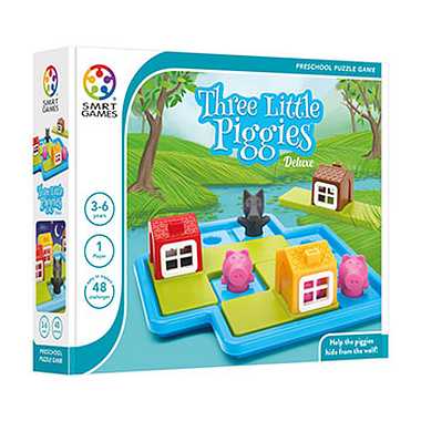 SMRTゲームズ【SMRTゲームズThree Little Piggies Deluxe 三匹の子ぶた SG023JP】ドリームブロッサム オオカミから子ぶた達を守ろう！ 三匹の子ぶた達のお家作りを手伝ってあげましょう。 問題に示されている通りに子ぶたを配置して、子ぶたが家の外で遊べるようにパズルピースをゲームボードにはめ込みます。 でも気を付けて！ 夜になるとオオカミが出てきます。 オオカミが出てくる「夜」の問題では、子ぶた達がオオカミに見つからないで家の中で安全に隠れ るようにパズルピースを配置しましょう。 48のチャレンジ問題（オオカミなし24問、オオカミあり24問）に加え、オリジナルストーリーを現代風にアレンジした家族そろって楽しめる絵本付き！ 小さなお子様にピッタリな脳トレゲームで、だれもが知っているおとぎ話の魔法にかかってみましょう。 発売元：株式会社ドリームブロッサム メーカー希望小売価格：3,480円(税抜) 発売：2018年4月 対象年齢：4歳以上 C)SMART ★脳活性化ゲームのページはこちらです