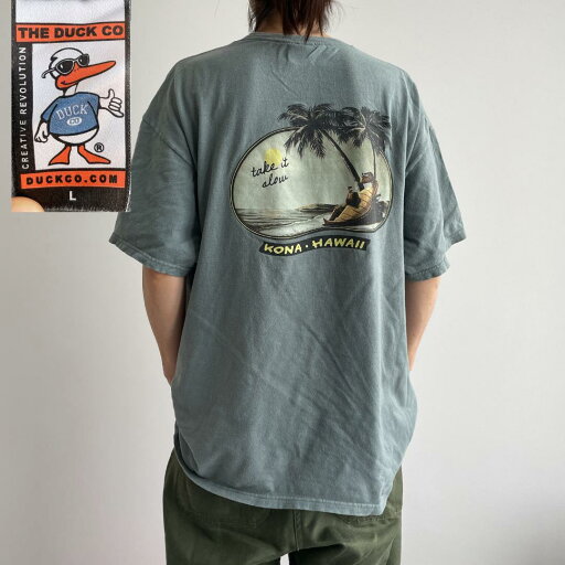 GF120 Tシャツ ハワイ サーフィン カメ DUCK CO バックプリント GF120 Tシャツ ハワイ サーフィン カメ DUCK CO バックプリント
