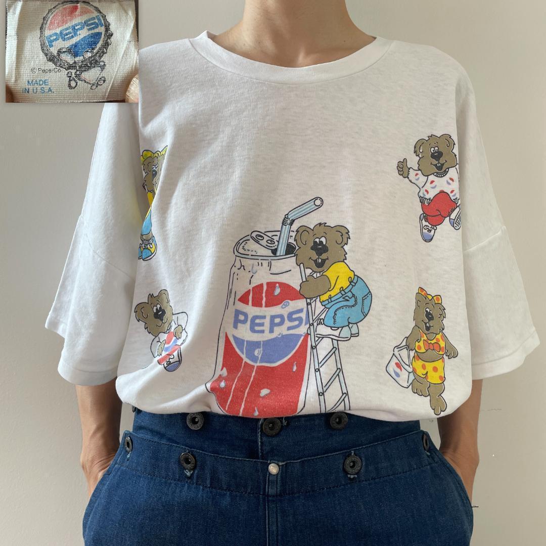 GF551 Tシャツ 80s ビンテージペプシ クマ USA製 激カワ 白T