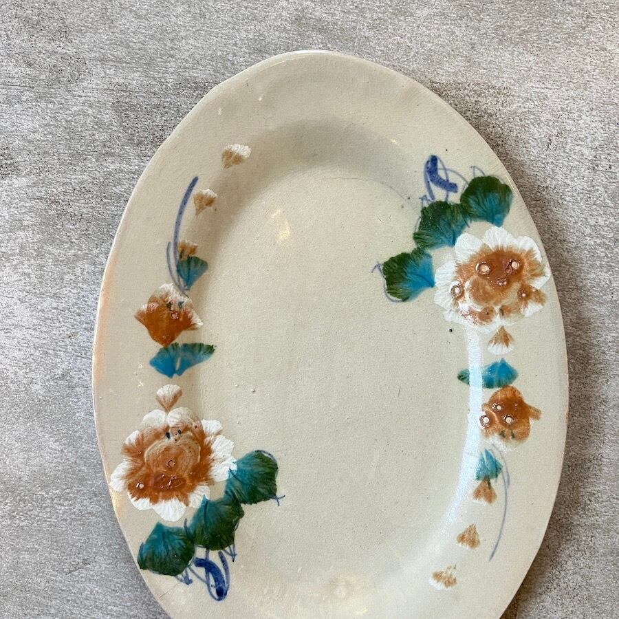 【p640】ソンベ焼き ソンベ song be ベトナム 幻の陶器 ビンテージ 50-60s 装飾皿 ベトナム雑貨 バッチャン焼き オールドソンべ オールドバッチャン