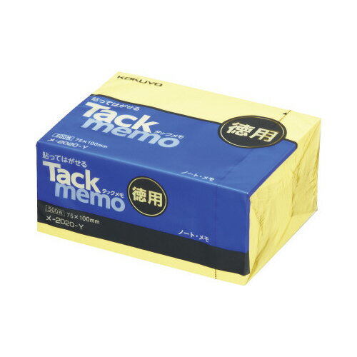 ●寸法/75×100mm●種別/ノートタイプ●カラー/黄●枚数/1冊あたり500枚●材質/色特殊紙●セット内容/黄×1冊●粘着部分/100mm側●整理分類、連絡・伝言などに使える大きめノートタイプ●大量用途向けの超徳用です