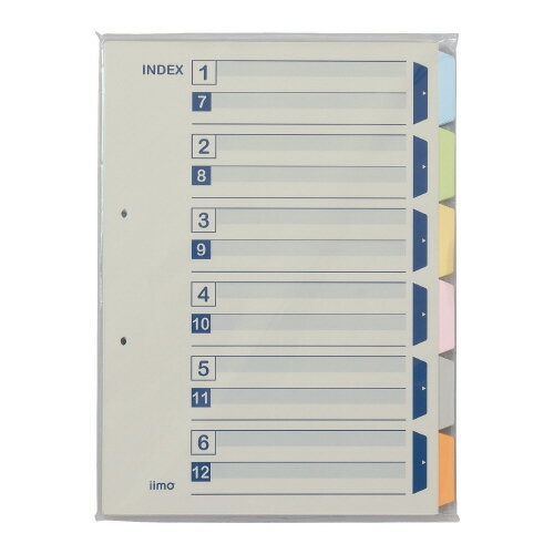 送料無料■コクヨ　カラー仕切カード　A4タテ　2穴　100組入り　ファイル用・お徳用パック　メーカー品番:EM-SK110X10　6色6山見出し（インデックス付）　サイズ:297x210（+12）mm