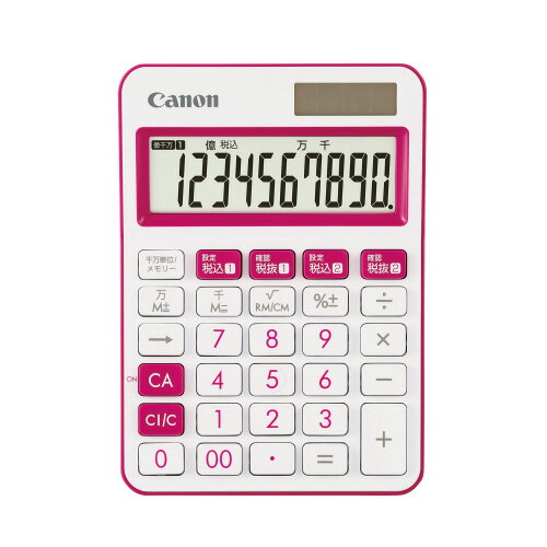 3個で送料無料■キャノン　電卓　カラフル電卓　10桁　ピンク　メーカー品番:LS-105WUC-PK　サイズ:W106xD147xH25mm　千万単位機能　早打ち対応