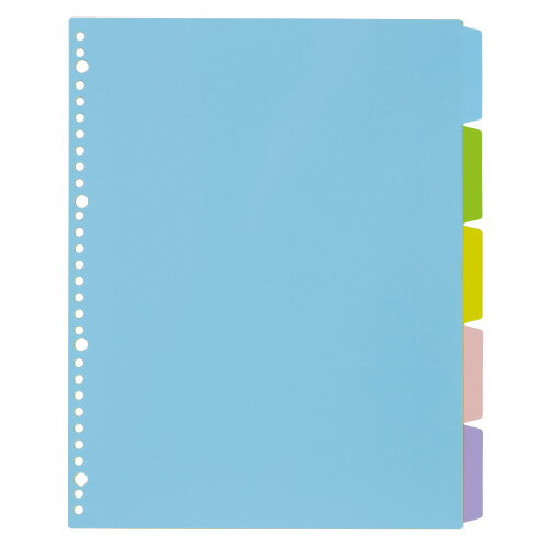 コクヨグループ　カラー仕切カード（PP製）　A4タテ型　2・4・30穴対応　5色5山見出し　メーカー品番:4269-5356　サイズ:297x230（+12）mm　再生PP