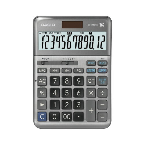 カシオ 電卓 軽減税率電卓 12桁 メーカー品番:DF-200RC-N サイズ:W126xD179xH30.9mm 税率1・税率2混在税計算対応 早打ち対応■送料無料