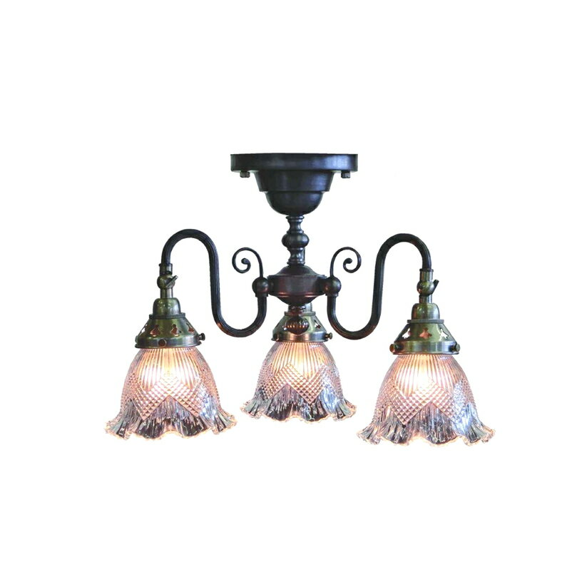 Sunyow サンヨウ シーリングランプ FC-125A3 331 灯具：アンティーク 灯具 シェード 引掛シーリング対応 屋内用 アンティーク調 真鍮 ガラス