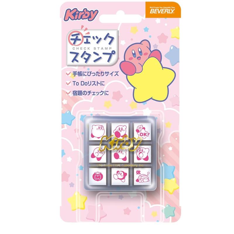 ビバリー 星のカービィ スタンプ チェックスタンプ CK9-059星のカービィのキャラクターが描かれた可愛いミニスタンプのセット。ロゴつきのアクリルケース入り。手帳にぴったりサイズ。ToDoリストに。宿題にチェックに。「OK」「休」のコメントつきもあります。【スタンプサイズ】W10×H23×D10mm 【収納ケースサイズ】W43×H33×D44mm【素材】天然木、ゴム、ウレタン、アクリル、SUS、PET、紙【生産国】日本(c)Nintendo/HAL Laboratory,Inc.