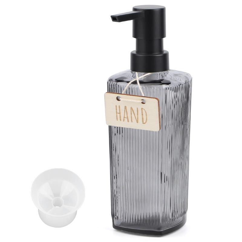 Segbeauty ディスペンサー ガラス製 350ml 液体ハンドソープディスペンサー 詰め替えボトル シャンプー..