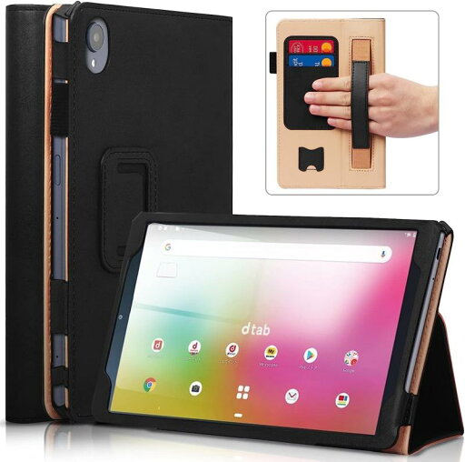 docomo Compact dtab d-52c 8インチ 2022新型,タブレット ケース d-52c 用多機能保護カバー 高級PUレザーケース スタンド機能付 タッチペン収納可能 ハンドストラップ付 カード収納可能 docomo Compact dtab d-52c 8インチ 2022新型,タブレット ケース d-52c 用多機能保護カバー 高級PUレザーケース スタンド機能付 タッチペン収納可能 ハンドストラップ付 カード収納可能