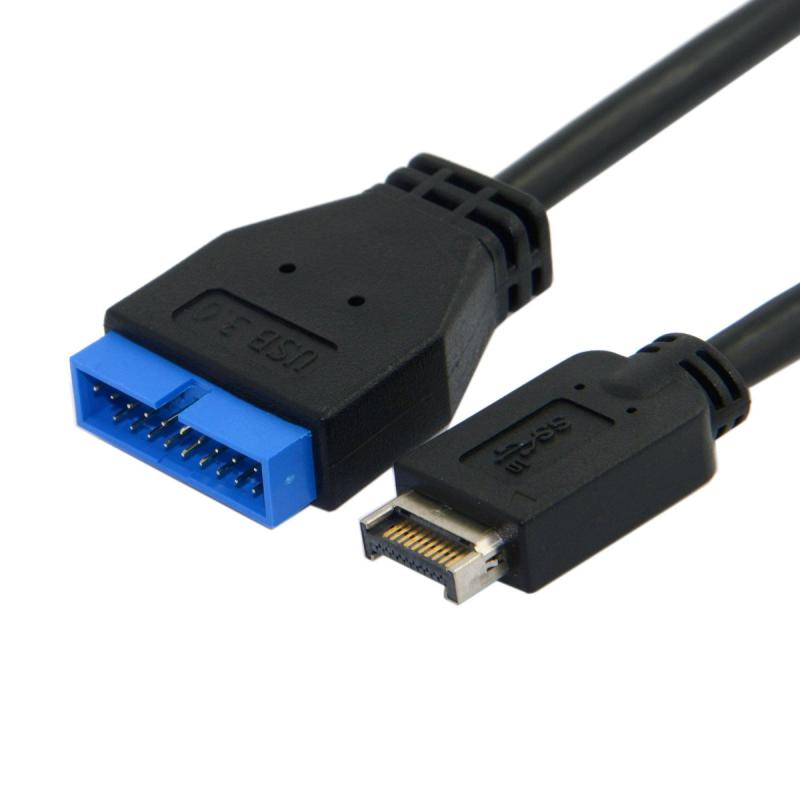Cablecc USB 3.1 フロントパネルヘッダー Type-E to Type-A USB-C Type-C メス延長ケーブル 40cm パネルマウントネジ付き