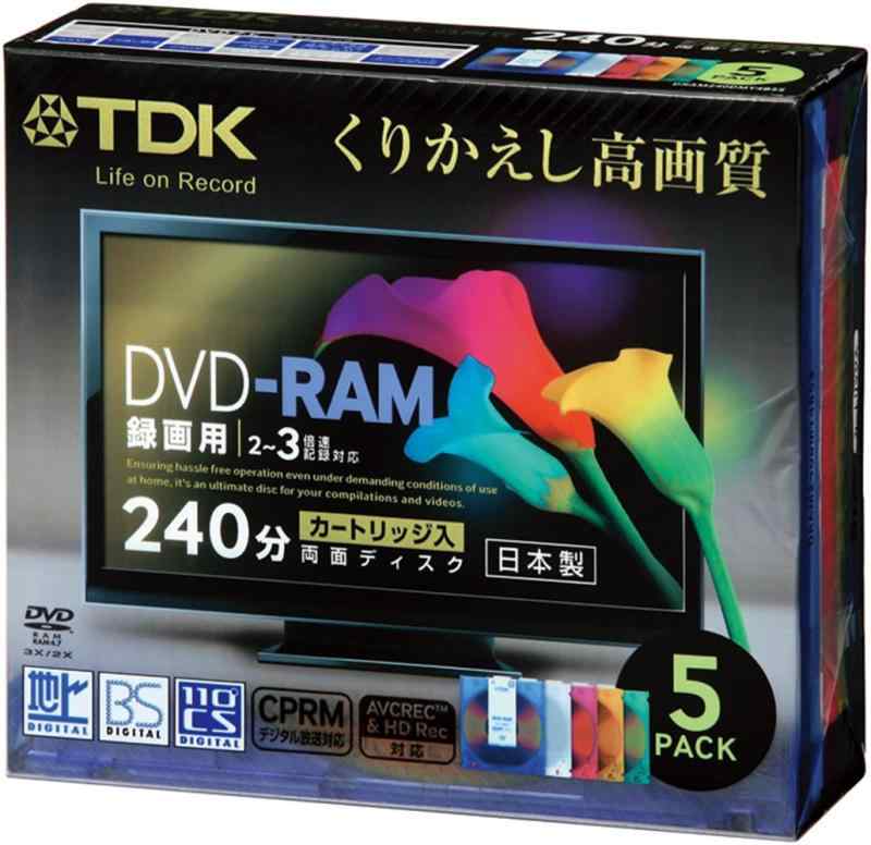 TDK 録画用DVD-RAM 240分 デジタル放送録画対応(CPRM) カートリッジタイプ(カラーミックス) 2-3倍速 日..