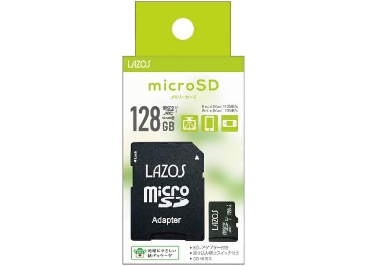 LAZOS microSDXC メモリーカード 128GB UHS-I U3 CLASS10 紙パッケージ